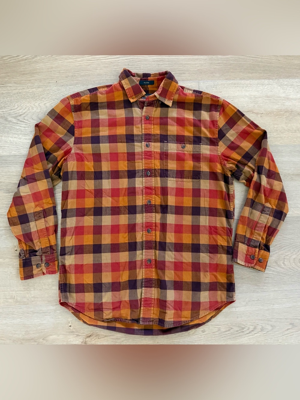 Pendleton Wayne Plaid Corduroy Cotton Button Front Shirt Medium